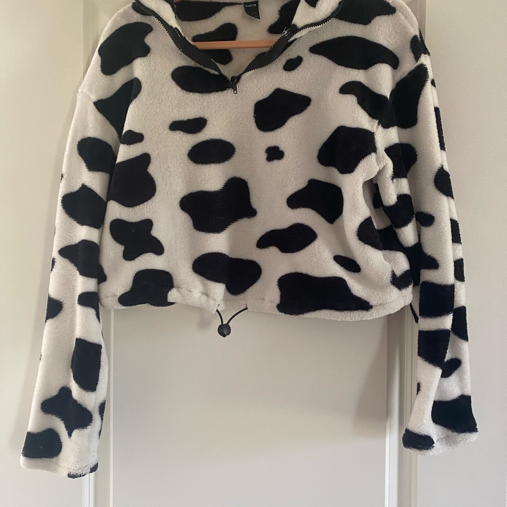 SHEIN Black and White Cow Print Sweater
